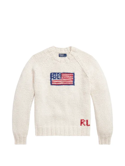 Polo Ralph Lauren flag-intarsia chunky-knit sweater Neutrals 710A12802001