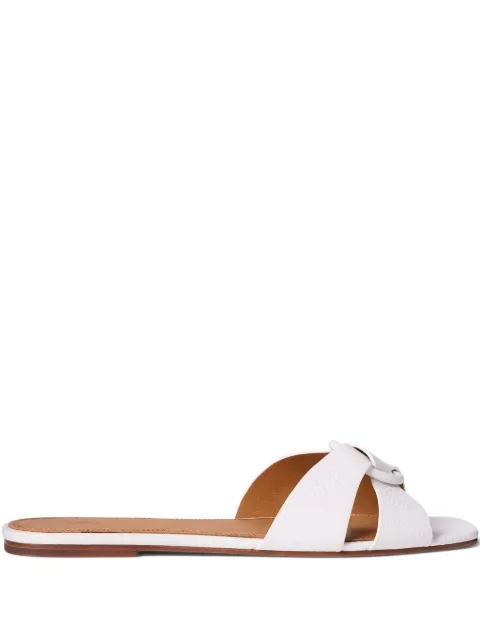 Polo Ralph Lauren leather O-ring flat sandals White 818955858004