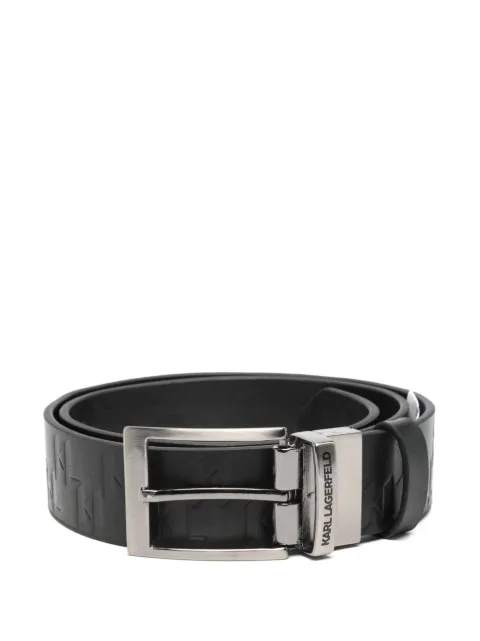 Karl Lagerfeld embossed calf leather buckle belt rev Black 8153020561454