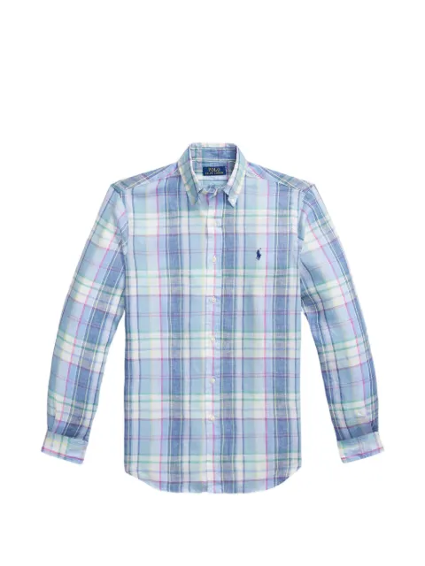 Polo Ralph Lauren check-print linen shirt Blue 710B16705002