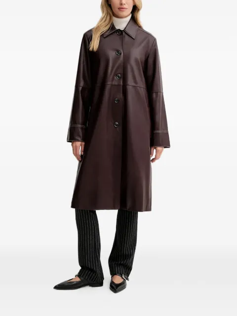 PS Paul Smith stitching buttoned leather coat Brown W2R284CT31350