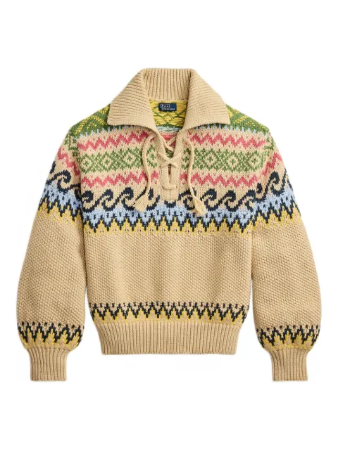 Polo Ralph Lauren Fair Isle lace-up sweater Neutrals 211A96241001