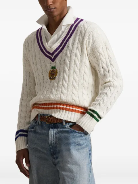 Polo Ralph Lauren cable-knit V-neck sweater White 710A12799001