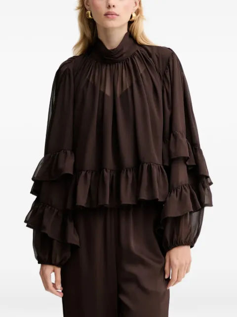 Gestuz GZmio ruffled high-neck blouse Brown 10910650