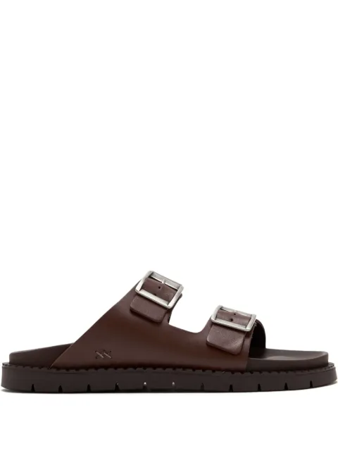Forsa Curtis buckle leather slides Brown CURTIS