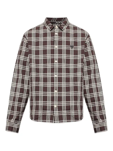 AllSaints Santiago checked long-sleeve shirt Brown M069SD