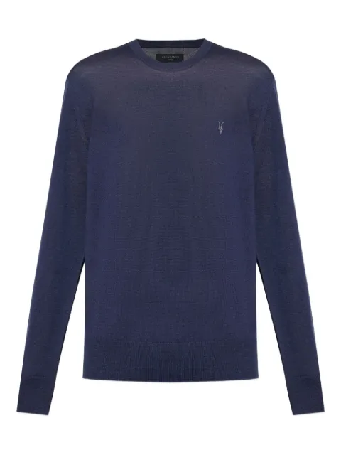 AllSaints Mode logo-embroidery crew-neck T-shirt Blue M002KZ