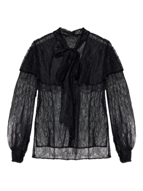 AllSaints Athena lace tie shirt Black W060PD