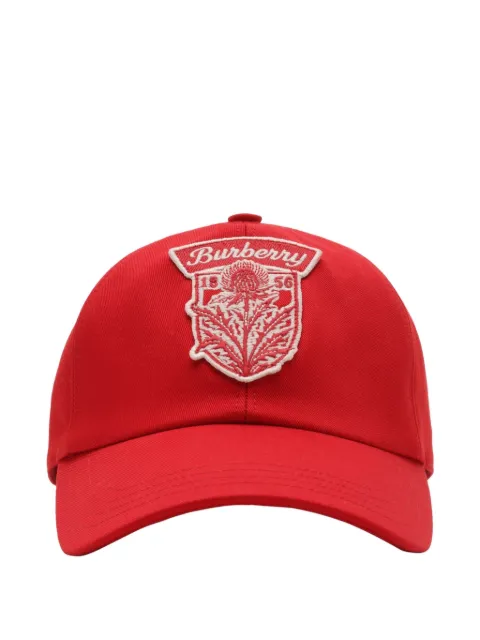 Burberry Thistle Shield gabardine baseball cap Red 8119825