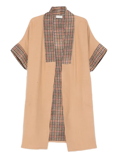 Pierre-Louis Mascia houndstooth-panel coat Brown PANCAKESGAGC12618