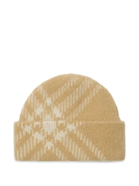 Burberry Check mohair wool blend beanie Neutrals 8120795