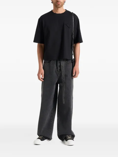 Manière De Voir Leon boxy cropped T-shirt Black MAN3180