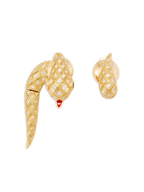 Yvonne Léon Python diamond stud earrings Gold SETPUCEDESSOUSPYTHO