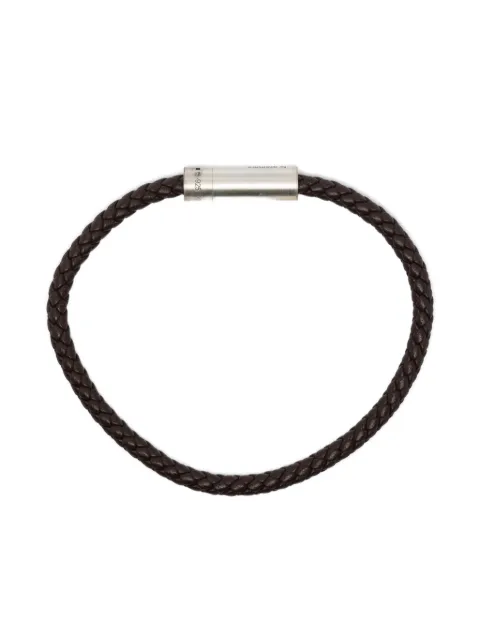 Le Gramme 7G cable leather bracelet Silver CARBRCMR05107