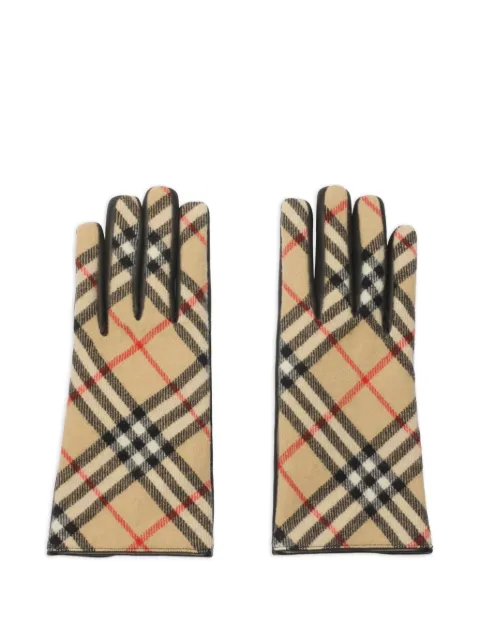 Burberry check wool cashmere gloves Neutrals 8114222