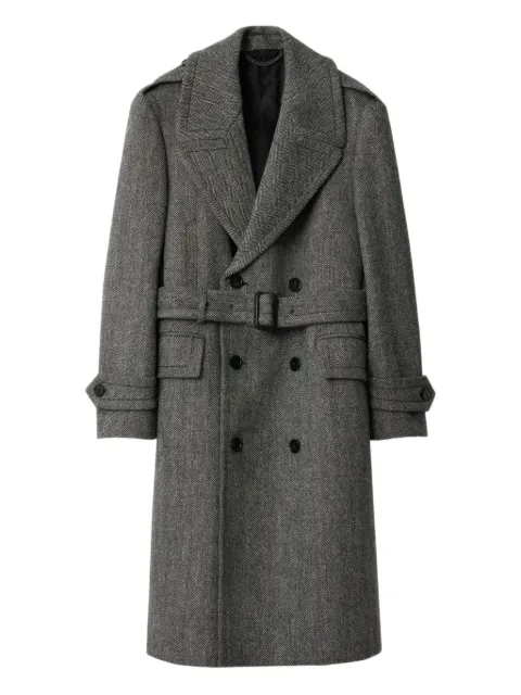 Burberry long herringbone wool trench coat Grey 8116990