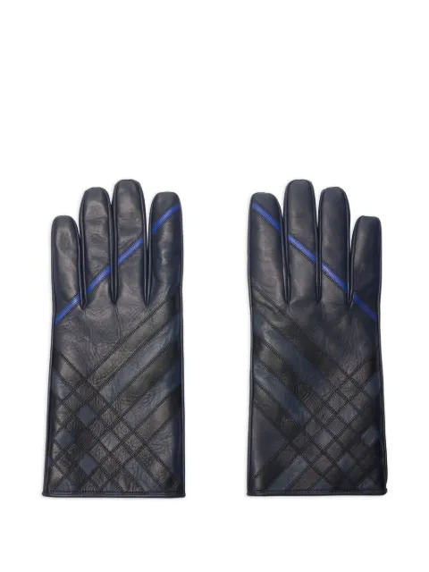 Burberry Check Intarsia leather gloves Blue 8114190