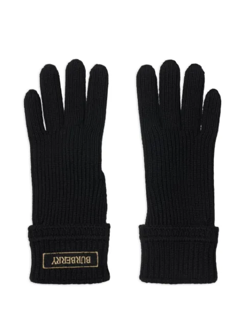 Burberry logo-patch wool-blend gloves Black 8114593