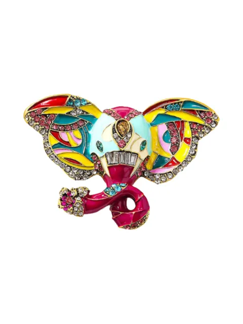 HZMER JEWELLERY Satrangi Gaj crystal-embellishment brooch Gold MCSGM1881MULTICOLOR