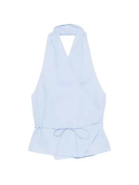 St. Agni Oxford wrap top Blue S2621116CLB