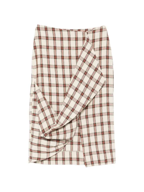 Róhe draped check midi skirt Neutrals 41932040