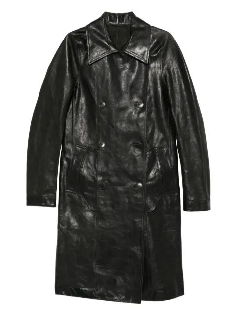 Deepti double-breasted leather coat Black LC170