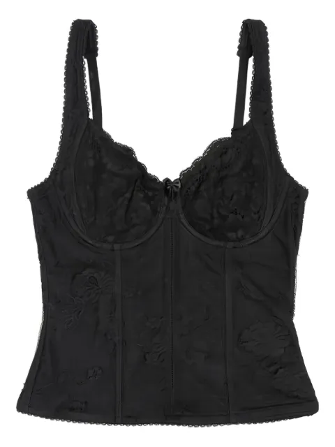 Balenciaga sweetheart-neck lace top Black 698703TWG01