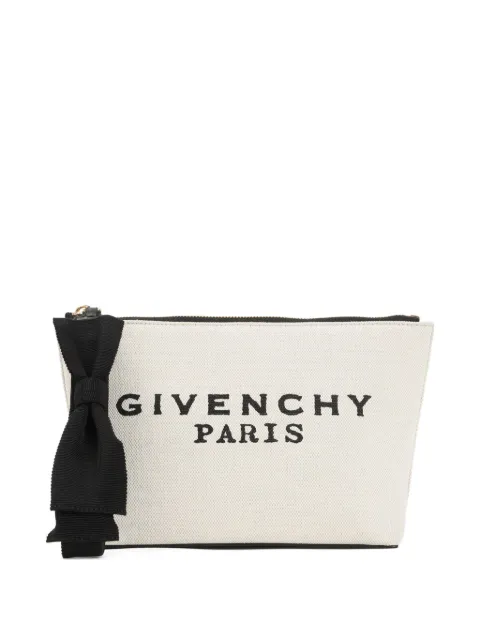 Givenchy bow-detail logo-print clutch bag Neutrals BB60PQB2C8