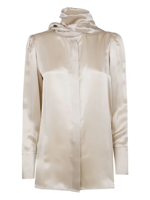 Liviana Conti Edna tie-neck long-sleeve shirt Neutrals L5WS58