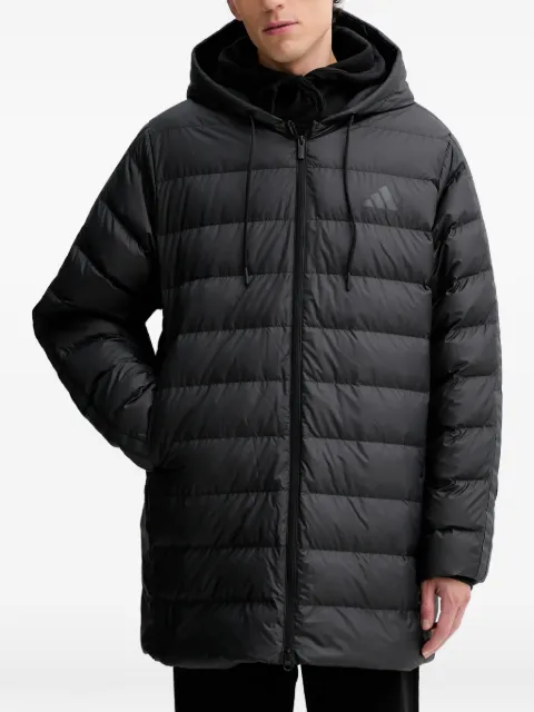 adidas hooded three-stripe jacket Black JM4061