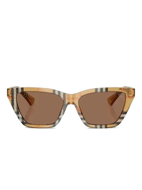 Burberry Eyewear tartan-pattern geometric-frame sunglasses Neutrals BE4468416373