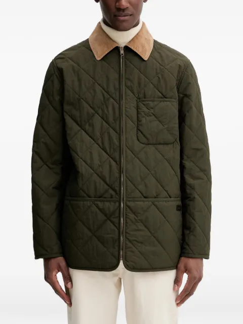 Bally corduroy-collar quilted Jacket Green MOU0BV