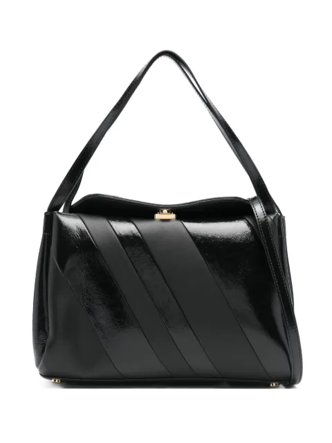Themoirè Eudora diagonal-stripe shoulder bag Black TMFW25EUDSTN1