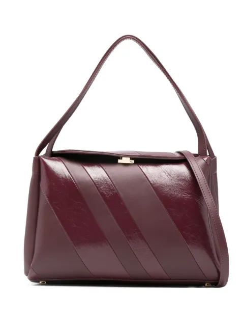 Themoirè Eudora diagonal-stripe shoulder bag Purple TMFW25EUDSTN120
