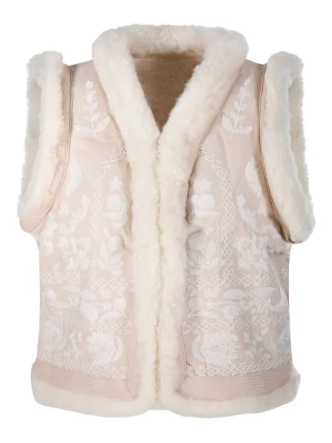 Antik Batik embroidered shearling gilet Neutrals HUGO1GIL