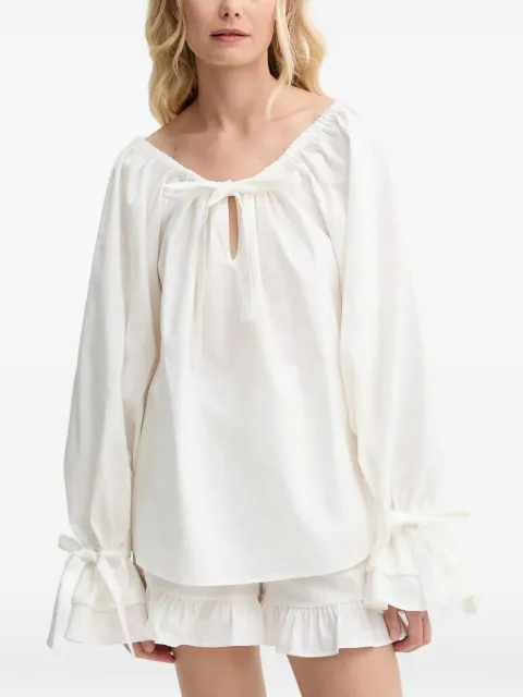 Sleeper tie ruffle blouse White CHBL06P009N