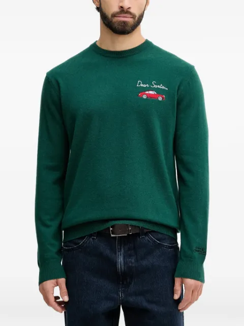 MC2 Saint Barth lettering-embroidered round-neck sweater Green HER0024