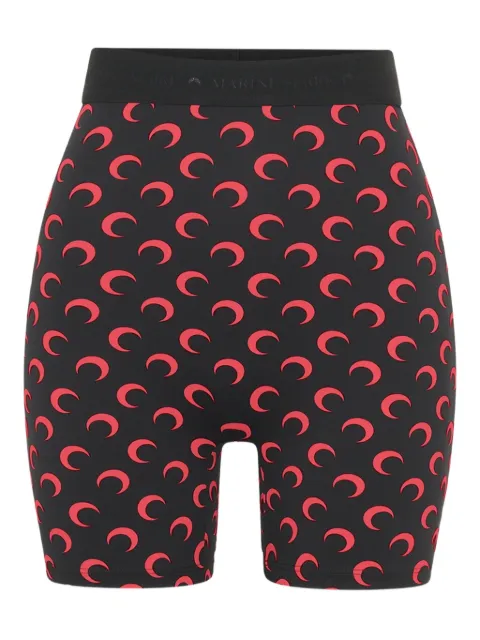 Marine Serre crescent moon-print biker shorts Black WSH007ACJER0001BK97