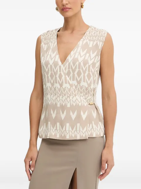 GUESS USA monogram V-neck wrap blouse Neutrals 5YGH097352A