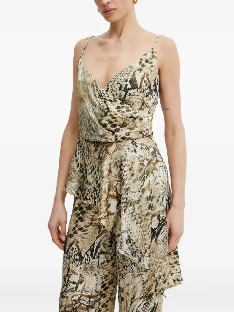 MARCIANO by GUESS Giselle draped snake-print top Neutrals 5GGH047298A