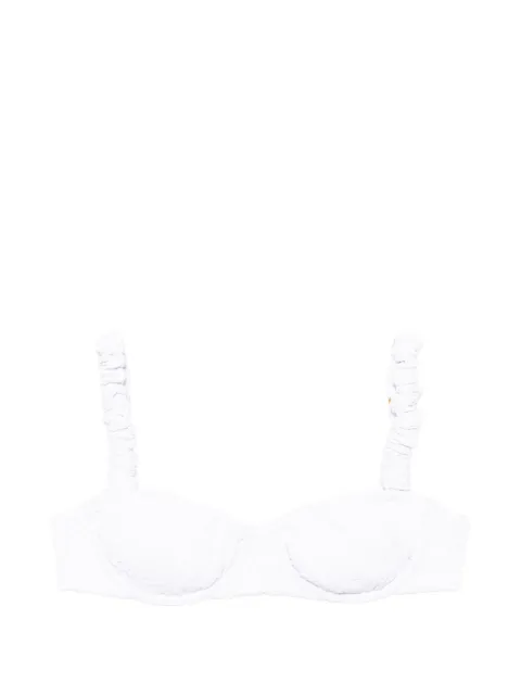 FARM Rio floral-embroidered bikini top White 344703