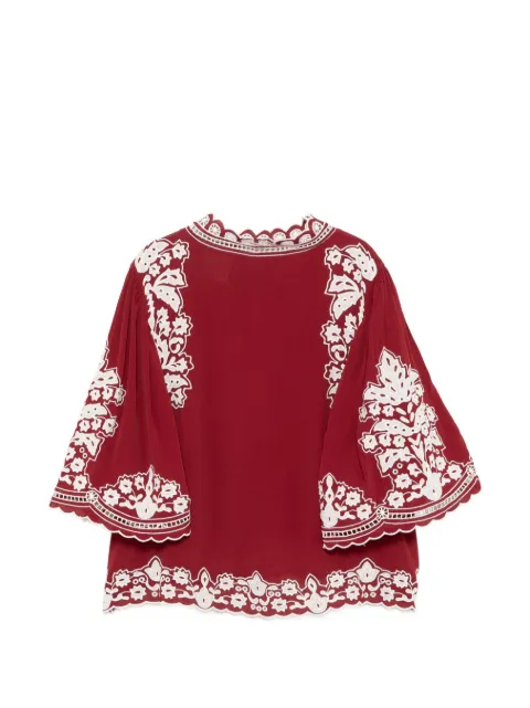 FARM Rio floral-embroidered blouse Red 351989