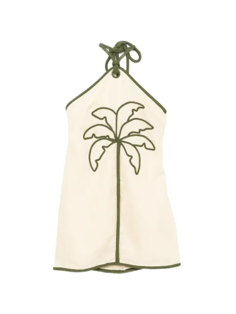 FARM Rio tree-embroidered mini dress Neutrals 344850