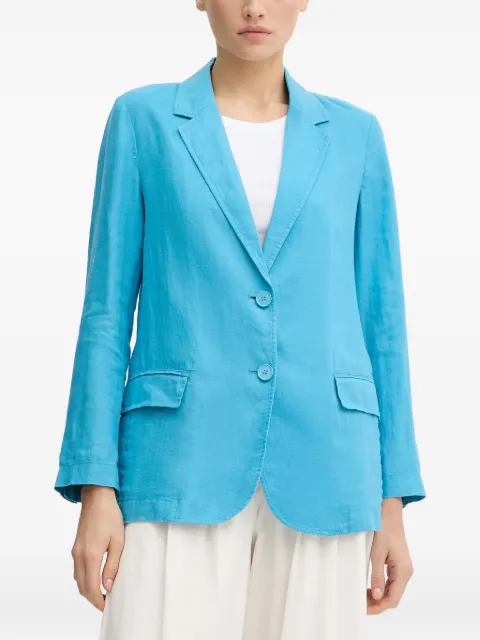 Benetton pocket button linen blazer Blue 2AGHDW00R