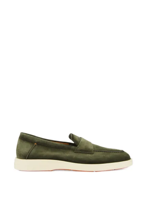 Santoni penny-detail suede loafers Green MGDT19051TICSEAA