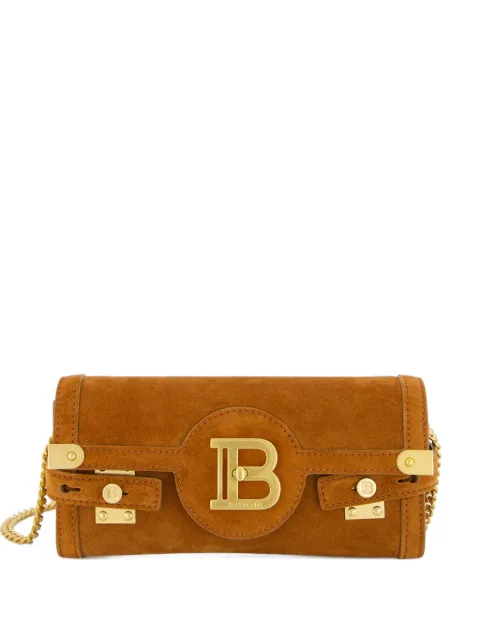 Balmain B-Buzz 23 suede shoulder bag Brown GN1LE596LSDL