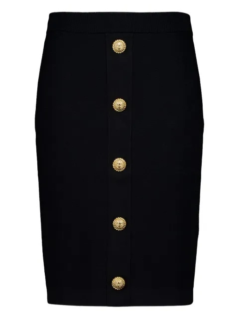 Balmain button-detail midi skirt Black GF1LC018KJ43