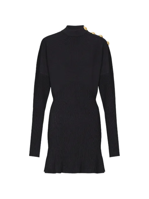 Balmain flared knitted mini dress Black GF1R9417KJ44