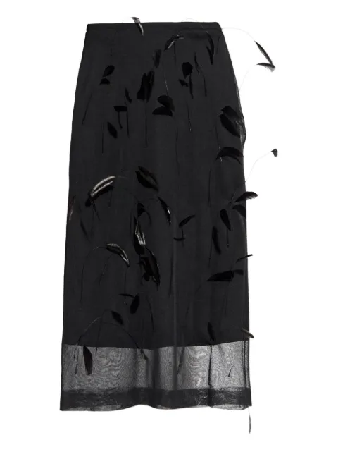 Jil Sander feather-embellished midi skirt Black J03MA0263J16141
