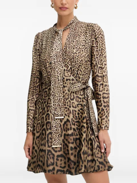 MARCIANO by GUESS tie-neck leopard-print mini dress Brown 5YGK287298A